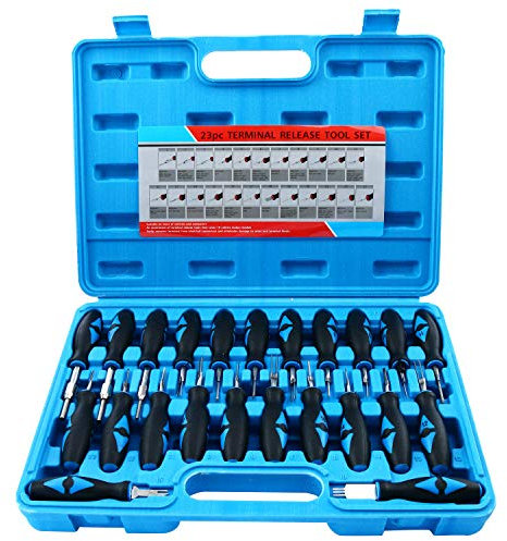 FreeTec 23-tlg Terminal Removal Tool Kit Entriegelungswerkzeug Set KFZ Stecker Auspinnwerkzeug KFZ Set ISO Stecker Entriegelungswerkzeug
