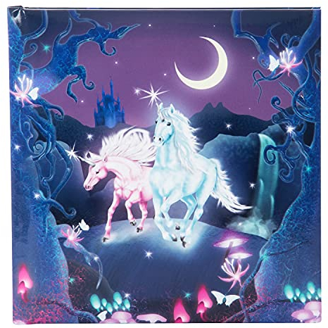 goldbuch 41 579 - Poesiealbum Einhorn, Kindertagebuch mit 96 weiße Seiten, Notizbuch Unicorn für Kinder, Tagebuch Einband mit Kunstdruck, Journal fadengeheftet, ca. 16,5 x 16,5 cm, Blau / Lila
