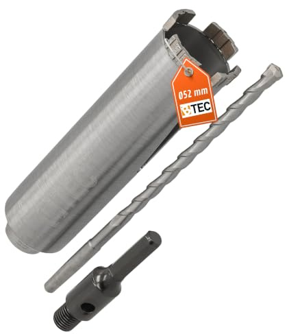 Diamant Bohrkrone Sechskant-Aufnahme und Zentrierbohrer Nutzlänge 180 mm Ø 52 mm Betonbohrkrone Kernbohrer