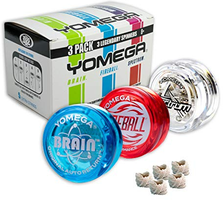 Yomega 3 Legendary Spinners The Original Yoyo with A Brain + Fireball Transaxle YoYo + Spectrum – Light up with LED Lights for Kids Beginner, Intermediate and Pro Level String Trick Play