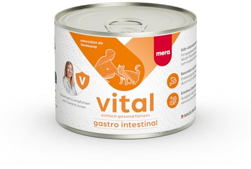 MERAVITAL Gastro Intestinal Katzenfutter nass (6x200g) für Katzen bei Verdauungsstörungen mit hochwertigen Zutaten für ausgewachsene Katzen | Diätfutter bei Verdauungsstörungen mit hochwertigen Zutaten, leicht verdaulich, empfindlicher Magen, Blähungen, Durchfall