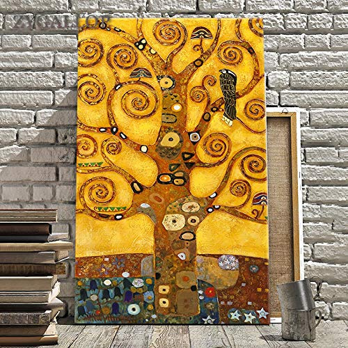 Gustav Klimt Lebensbaum Wandkunst Leinwandbilder Drucken Poster Wandbilder für Wohnzimmerdekoration Giclée-Kunstwerk 70x100cm rahmenlos