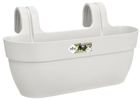 Elho Vibia Campana Easy Hanger L 46 - Planteur pour Balcon & Extérieur - Ø 46.0 x H 26.5 cm - Blanc/Blanc Soie