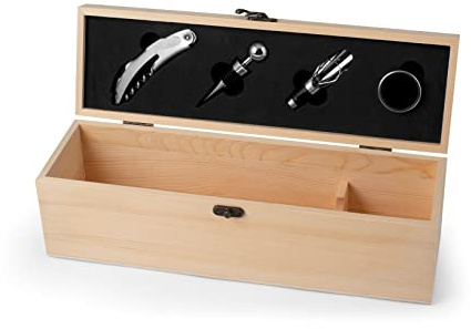 H&H Set 5 Pezzi Sommelier Bottiglia Con Gadget In Legno