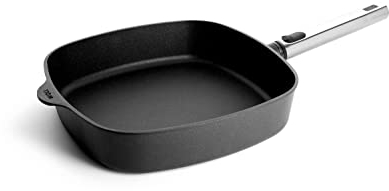 Woll Diamond Logic XR Pro Poêle en fonte carrée avec manche amovible en acier inoxydable Compatible tous feux Aluminium Compatible avec tous feux Noir 28 x 28 cm Hauteur 6,5 cm