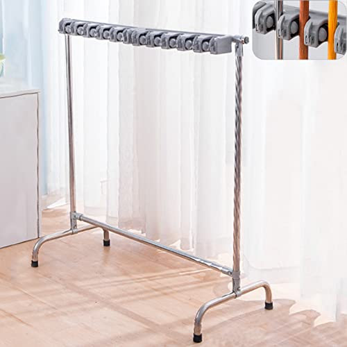 Besenhalterung Mop Halter, Gerätehalter Ordnungsleiste Rostfreier Stahl Broom Mop Rack Holder Besenhalter für Gartengaragenschulen Krankenhäuser Hotels Mopp Besen und Gartenwerkzeug (10slots)