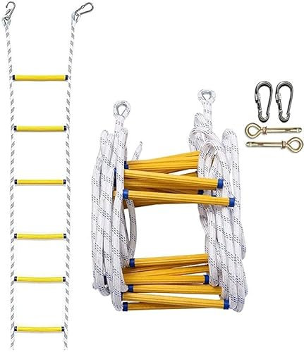 TIIFFY Scala di Corda for Fuga Antincendio, Pioli Telescopici for Evacuazione di Emergenza, Gradini 2-10 Piani, Multiuso, Resistente alla Fiamma, Semplice da Usare con Moschettoni (Color : 10m)