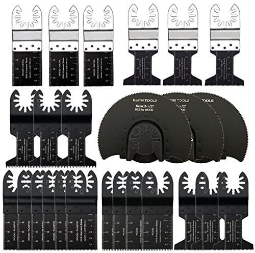 YyDDs 27pcs Oscillating Saw Blades&2pcs C-Shaped Clips,Multitool Blades Universal Oscillating Blades for Wood Plastics Metal, Compatible with Multi Tools Kit
