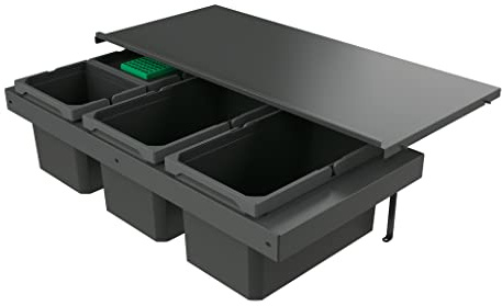 Naber 8013388 Abfallsammler Cox Stand-UP® 250 S/900-4 mit Biodeckel, anthrazit, 38 (2x13/2x6) Liter / 90 cm Schrankbreite
