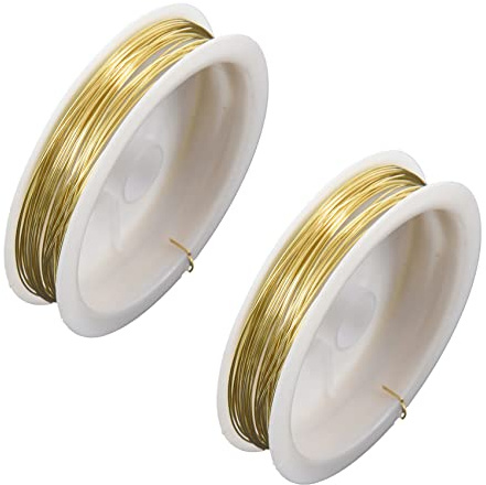 XIDIT 2 x alambre de latón de colores dorado, 9 m x 0,5 mm