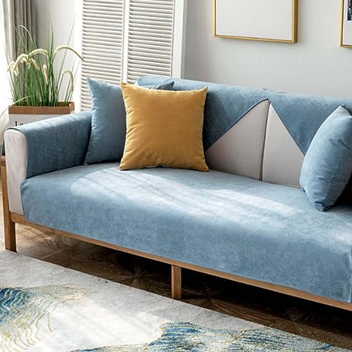 MTHGH Sofabezug Anti Rutsch Vintage Design Sofaschutz Sofaschoner,Hund Katze Überwurf Hundedecke Ecksofa Sofa Schutzdecke Schonbezug Sofa Abdeckung Sofaüberwurf Couchhusse (Sky Blue C, 110x240cm)