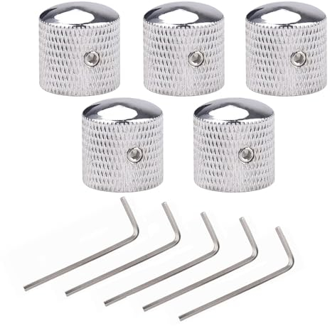 Taicols 5 Stück Gitarrenknöpfe, Lautstärkeregler aus Metall für E-Gitarre, Gitarren Lautstärkeregler Potentiometer Knopf, Dome Instrumentenknopf, für E-Gitarren Bass (Silber)