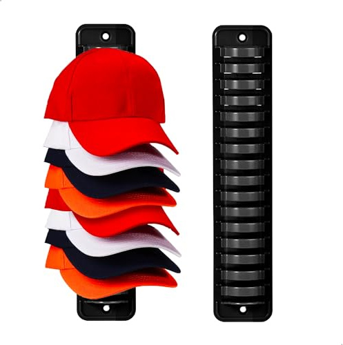 xtemtoamz Cap Halterung Wand, Selbstklebende Huthalter, Aufhänger, Hutständer Kappenhalter für Wandmontage, Aufbewahrung für 16 Hüte, Schwarz