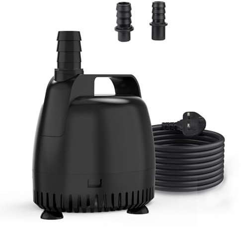 hygger Water Pump for Water Feature,3500L/H Submersible Water Pump for Fountain Pond Hydroponic Statuary Waterfall,70W Aquarium Water Change Pump with 2 Nozzles