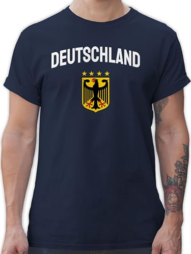 T-Shirt Herren - EM WM - Fußball Geschenk Deutschland Wappen I Fussball Fanartikel - L - Navy Blau - Tshirt 2024 fu Ball Trikot Europameisterschaft Bundesadler Shirt mit Adler fussballtrikot em24