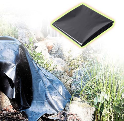 Moubhjd 1mx8m Teichfolien Zuschnitt Schwarz HDPE, UV- und witterungsbeständig, 1mx8m/HDPE Folie schwarz auch geeignet als Hochbeet Folie wasserdicht,für Fischteiche, Brunnen, Wassergarten