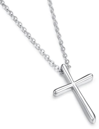 GAVU 925 Sterling Silber Halskette mit Kreuz Anhänger Charmkette Gebetskette für Damen