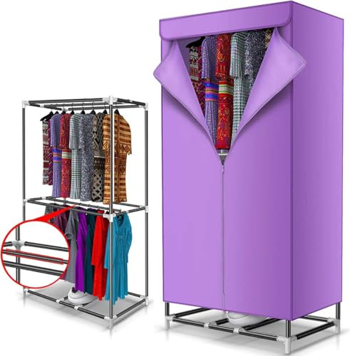Tendedero eléctrico de 2 capas con calefacción, armario de secado con aire caliente, secado con ventilador de aire caliente, temporizador de 180 minutos, armario de secado de ropa con calefacción pron