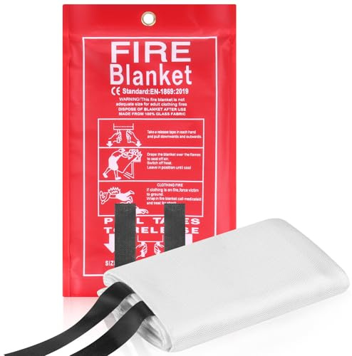 Brandsläckningsfilt, 1 m x 1 m brandfilt, glasfiber brandskyddsfilt används för att släcka tillfälliga bränder i kök, bilar, kontor, garage, butiker, restauranger, camping och grillning utomhus (2)