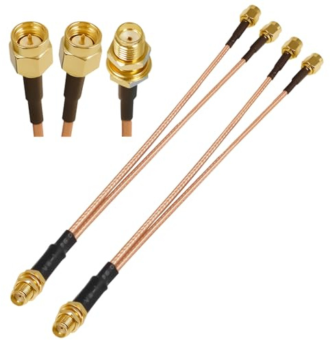 2PCS RG316 SMA Antenna Splitter Coaxial Cable, SMA Female to Dual SMA Male Jumper Cabl e, 6Inch(15cm) SMA Splitter Female to 2 Male Pigtail Cable for FPV Drone, Ham Radio,Router
