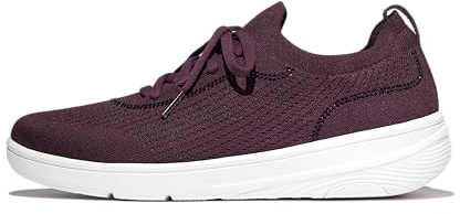 Fitflop Super-Q - Tenis de Punto con Cordones para Mujer, con Ribete de Cristal, Color plomería, Talla 6 de Reino Unido, Morado, 39 EU