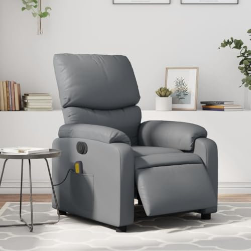 IKAYAA Elektrischer Fernsehsessel Massagesessel Elektrisch Verstellbar Massage Sessel mit Massagefunktion Relaxsessel Kunstleder Liegefunktion Liegesessel Wohnzimmer Relaxliege