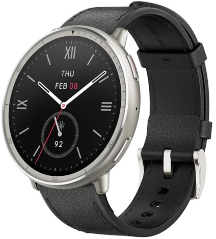 Amazfit Active 2 Premium Smart Watch Fitness Tracker (Round) for Android & iPhone, 10 Day Battery, Water Resistant, GPS Maps, Heart & Sleep Monitor, HYROX Mode, Sapphire Glass, Leather + Sport Strap