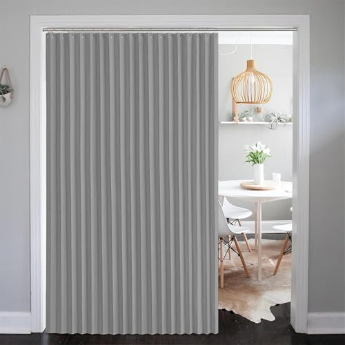 SK Studio Magnetischer Türvorhang, Thermovorhang Gegen Kälte und Hitze Faltvorhang Raumtrenner mit Ösen für Schlafzimmer, Zimmer, Wohnzimmer, Grau, 112x195cm