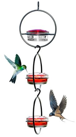 Kolibri-Futterstation, leichter Wasserspender zum Aufhängen, buntes Design mehreren Futteröffnungen, bien- und ameisensicher (Größe / Kapazität), für den Außenbereich, Garten, Terrasse,