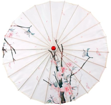 JUYAXIN Parapluie durable en soie avec cadre en bambou pour fêtes à thème asiatique, photo, célébration culturelle, accessoires merveilleux