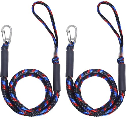 Bungee Dock Lines for Boat, Pontoon & PWC, Tie Downs, BBR 4FT | 2-Pack · Single Hook · Shock-Absorbing Boat Rope · 316 Marine Clip · UV/Saltwater Resistant · for Kayak, Jet Ski