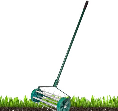 Rasenlüfter Walze, Nagelwalze Rasen, Rasenbelüfter Walze, Belüfter-Rasenwerkzeug, Manuelles Bodenbelüftungs-Rollwerkzeug, Garten-Push-Belüfter-Werkzeuge, Rasenbelüftungsmaschine Für Garten, Hof