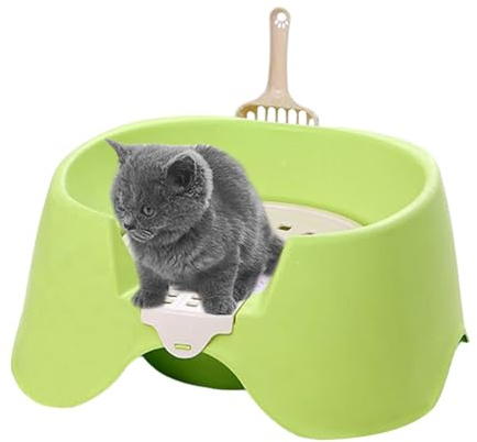 Bac à litière pour Chat – Grand bac à litière – Toilettes Ouvertes sur Le Dessus Haut pour Petit Appartement, intérieur, Maison, abri, Magasin, Chatons, Lapins