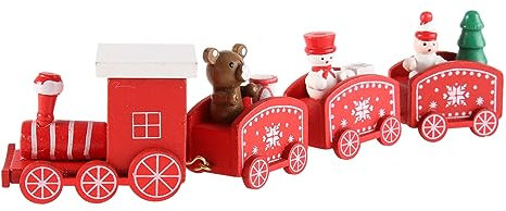 Cabilock Holz-Zug Kuchen Deko Kreative Geburtstags-Party Tortendekoration Roter Zug Aus Holz Dekoratives Weihnachtsdessert Zubehör Für Tisch Regal Essbereich