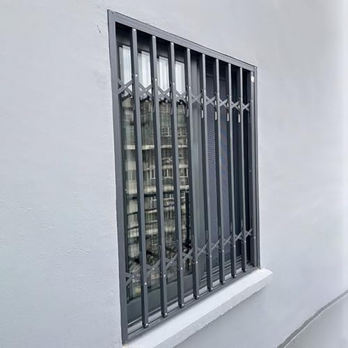 Griglia di sicurezza grigia espandibile per finestre di casa, protezione esterna richiudibile contro effrazioni, resistente barricata per porta in vetro per sicurezza (76,2 x 91 cm)