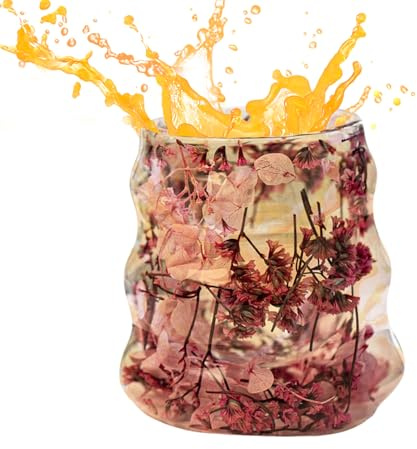 Mugs À Café En Verre, Mugs À Café En Verre Double Paroi Avec Fleurs Séchées, Gobelet Réutilisable 160ml pour Boissons Chaudes et Froides Cappuccino Latte Lait Jus Eau pour Femmes Filles Anniversaire N