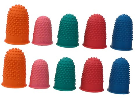 Ipetboom 10 piezas de Dedos de Goma Gruesos Reutilizables Tapas Antideslizantes para Puntas Cómodos Dedales para Manejo de Dinero y Papeles Colores Surtidos
