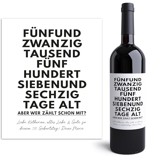 Flaschenetiketten 70. Geburtstag Geschenk personalisiert Weinetiketten selbst gestalten Geburtstagsgeschenk Wein Etiketten 2 Stück | 10x12 cm
