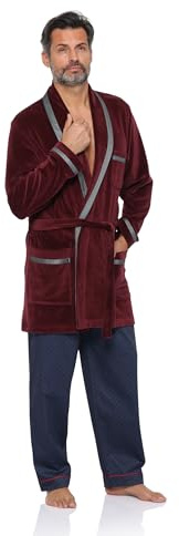 Revise RE-117 Short Dressing Gown - Smoking Jacket Burgundy red – L