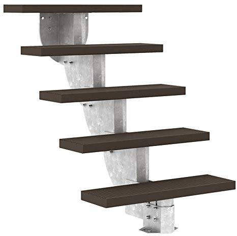 Außentreppe DOLLE Gardenstep mit 5 Stufen (Geschosshöhe: 92,5-112,5 cm) │ 80 cm Stufenbreite │ Stufenauflage Trimax® Dunkelbraun │ ohne Steiggeländer
