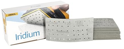 Mirka Schleifpapier Iridium 93x180mm Grip 45-Loch Korn 120 50 Stk | Premium-Schleifpapier Korn 120 für Lack Spachtel Grundierung Holz Stahl Mineralwerkstoffe Kunststoff ideal trocken und nass