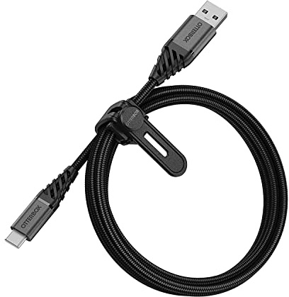 Otterbox Câble Premium Tressé renforcé USB-A vers USB-C, Câble de Charge pour Smartphone et Tablet, Ultra-Robuste, résiste aux torsions et pliages, 1M, Noir