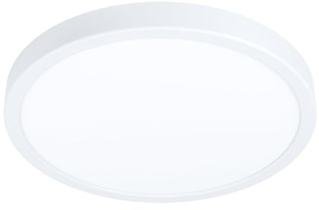 EGLO LED Deckenleuchte Fueva 5, Ø 28,5 cm, 1 flammige Aufbauleuchte | Bad-Deckenlampe aus Stahl und einer Kunststoff Leuchtfläche in Weiß, LED Aufbaulampe warmweiß, IP44