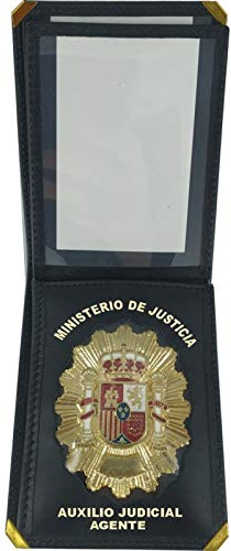 Piel Cabrera Cartera Porta Placa auxilio judicial Agente