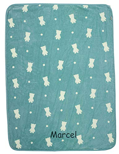 Sterntaler Plüsch-Decke mit Namen, Serie Bär Ben 100x75 Grün, Baby Kinder Plüsch-Decke Einschlagdecke Schmusedecke Babydecke Kuscheldecke