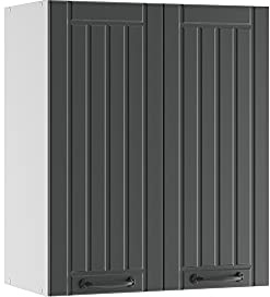 Vicco Hängeschrank Fame-Line, Anthrazit Landhaus, 60 cm | MDF-Front · Soft-Close · 2 Einlegeböden · Metallgriffe · ✓ Praktischer Stauraum