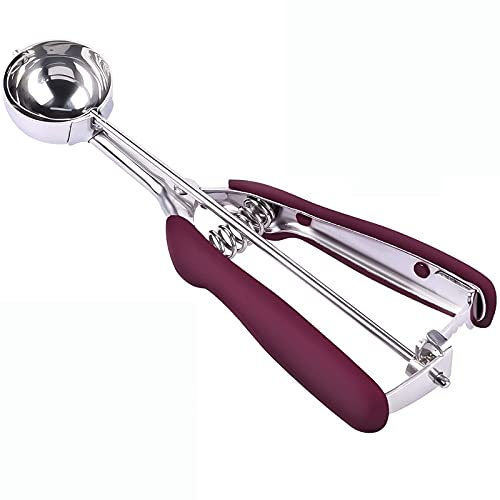 1 Pezzo Cucchiaio per Gelato,Porzionatori da Gelato,Cucchiaio per Gelato in Acciaio 304 Inossidabile,con Grilletto Facile da Rilasciare,Adatto per Gelato, Anguria, Patate e Polpette, Diametro 4 cm