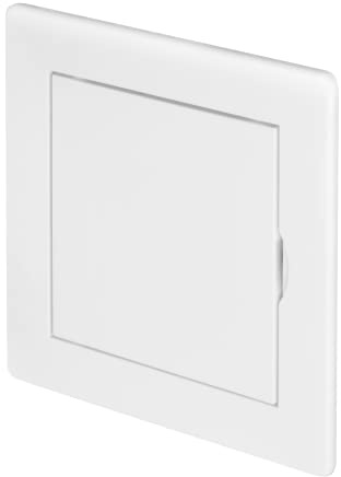 Awenta 100 x 100 mm plaståtkomstpaneldörr – vit öppningsklaffskyddsplatta – inspektionslucka – dörrlås – dolt gångjärn – avtagbar dörr – målningsbar slät yta (10 x 10 tum)