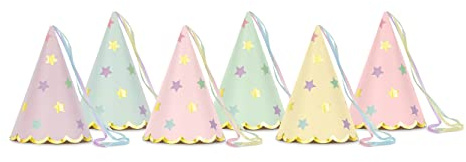 PartyDeco Czapeczki Papperowe Urodzinowe Nakrycie Geilowy Przebrania Zestaw Czapeczek Stouses, kowych w Gwiazdki dla Dziecka partyhattar stjärnor 14,5 cm festhatt set om 6