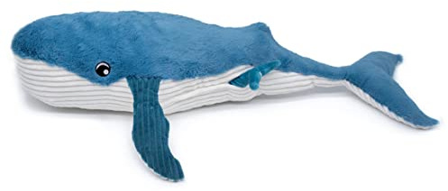Les PTIPOTOS by Les DEGLINGOS - Peluche GEANTE GRAVILLOU LA Baleine Maman Bebe - Toute Douce - Cadeau Naissance Anniversaire Noel - 75CM - Bleu